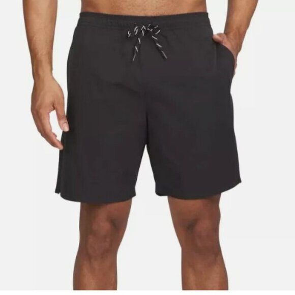 NEW Lands' End Mens M Black Swim Shorts With UPF 50 Quick Dry & Built-In Boxer - Picture 1 of 10
